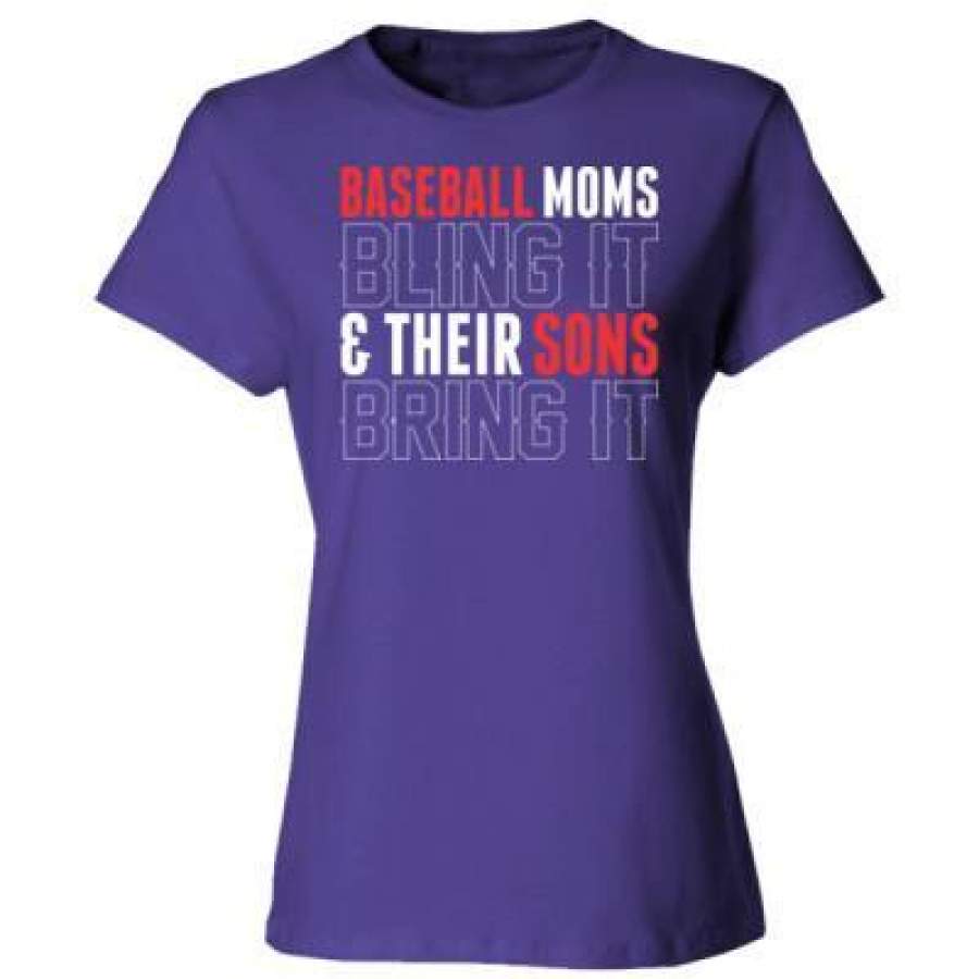 AGR Baseball Moms Bling It & Their Sons Bring It – Ladies’ Cotton T-Shirt