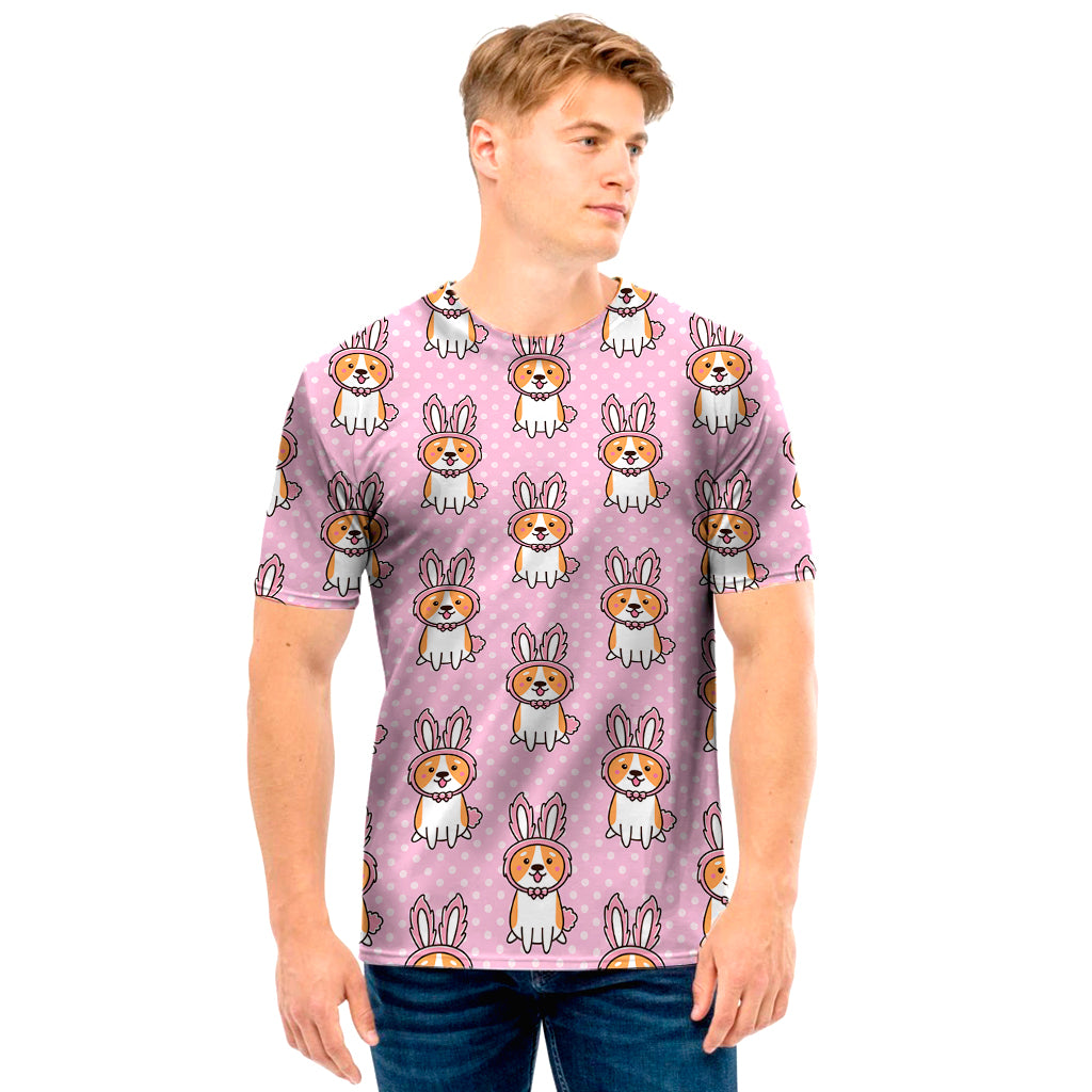 Bunny Corgi Pattern Print Men’S T-Shirt