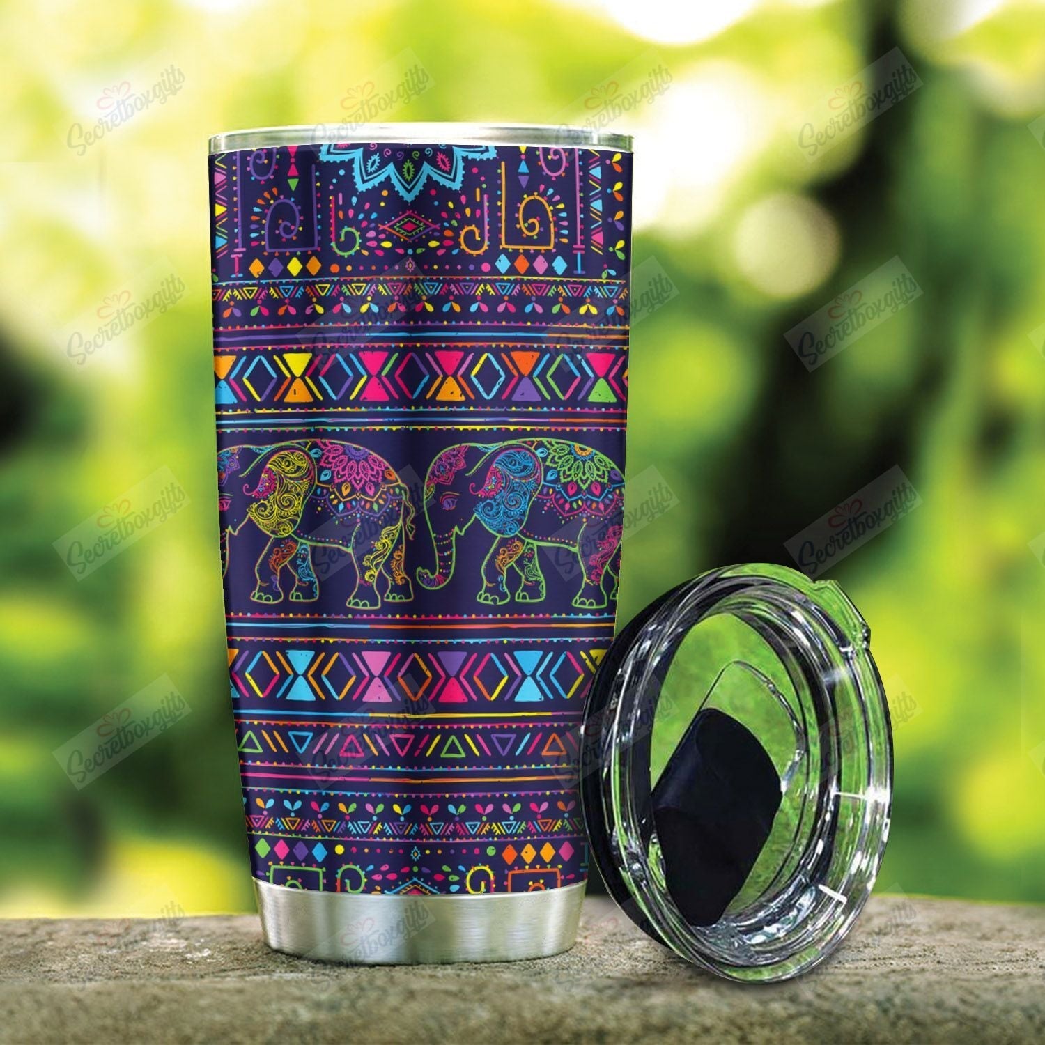 Elephants Mandala Tt3012107T Personalized Stainless Steel Tumbler Customize Name, Text, Number