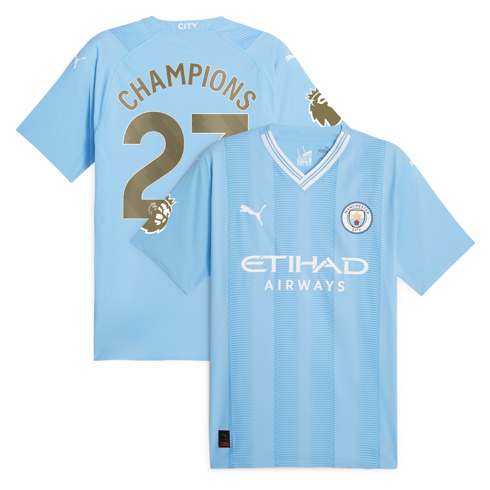 Manchester City 2023/24 English Premier League Champions Authentic Jersey – Sky Blue