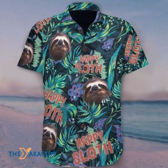 Summer Time With Happy Sloth Tropical Leaves The Best Gift For Animal Lovers Hawaii Hawaiian Shirt