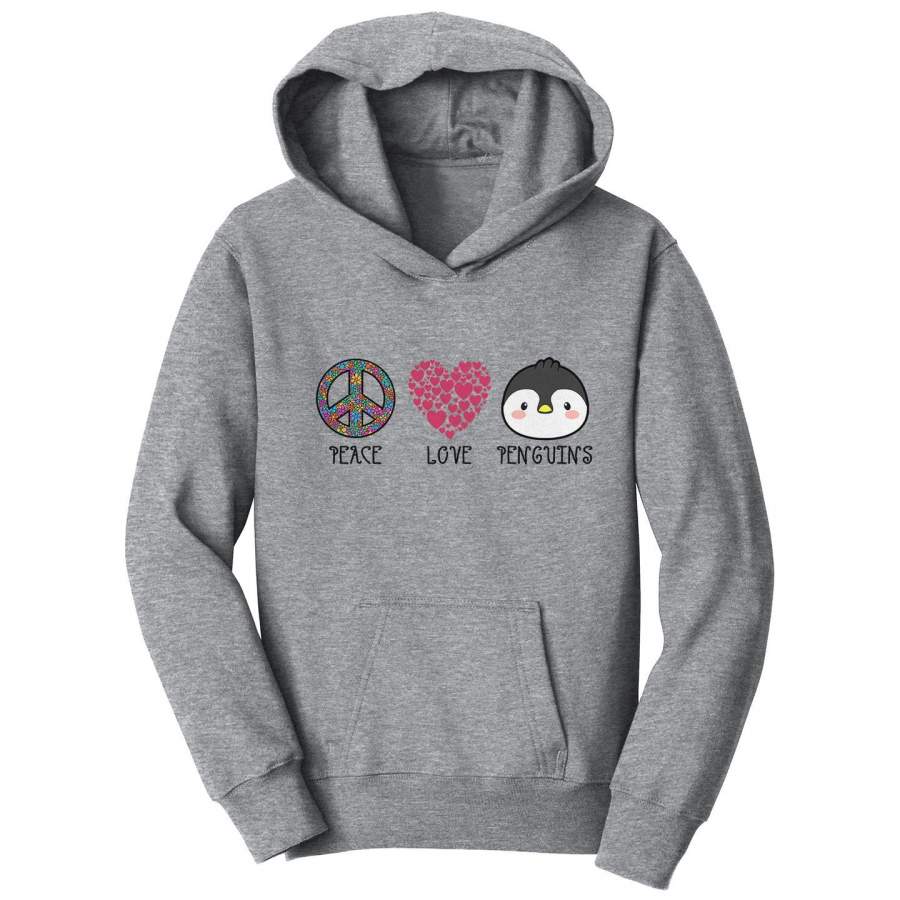 Peace Love Penguins – Kids’ Unisex Hoodie Sweatshirt