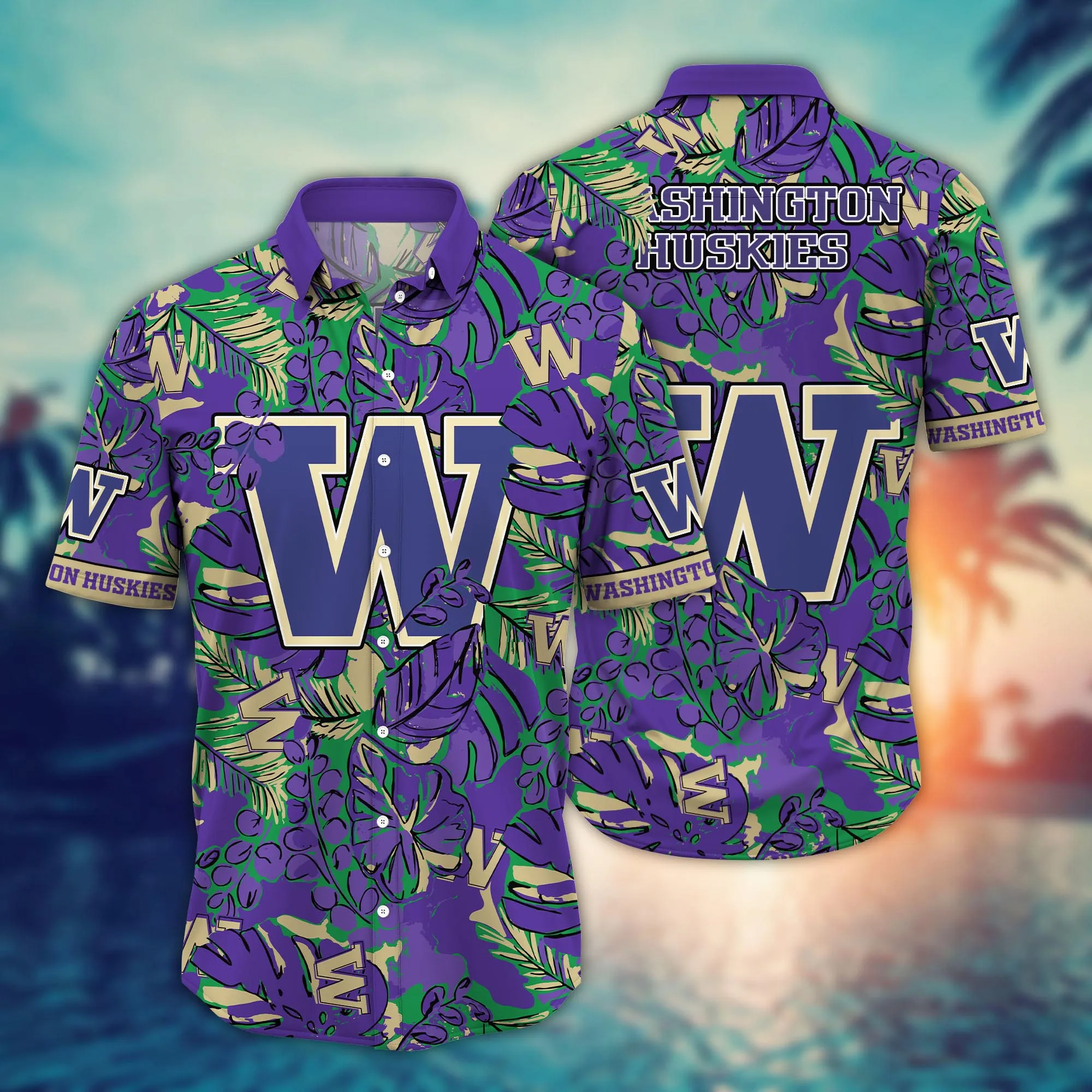 Washington Huskies NCCA Hawaiian Shirt Shorts Pitch Sport Shirts