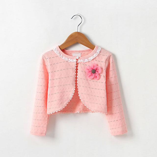 1 2 4 6 Years Spring Autumn Baby Cardigan Flower Sweaters Lace Collar Cotton Sweaters Thin Long Sleeve Kids Girl Knitting Coat alx