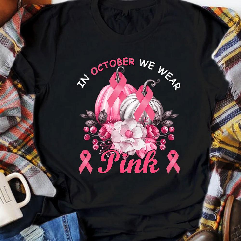 Never Give Up With Pink Ribbon Sunflower, Breast Cancer Shirts