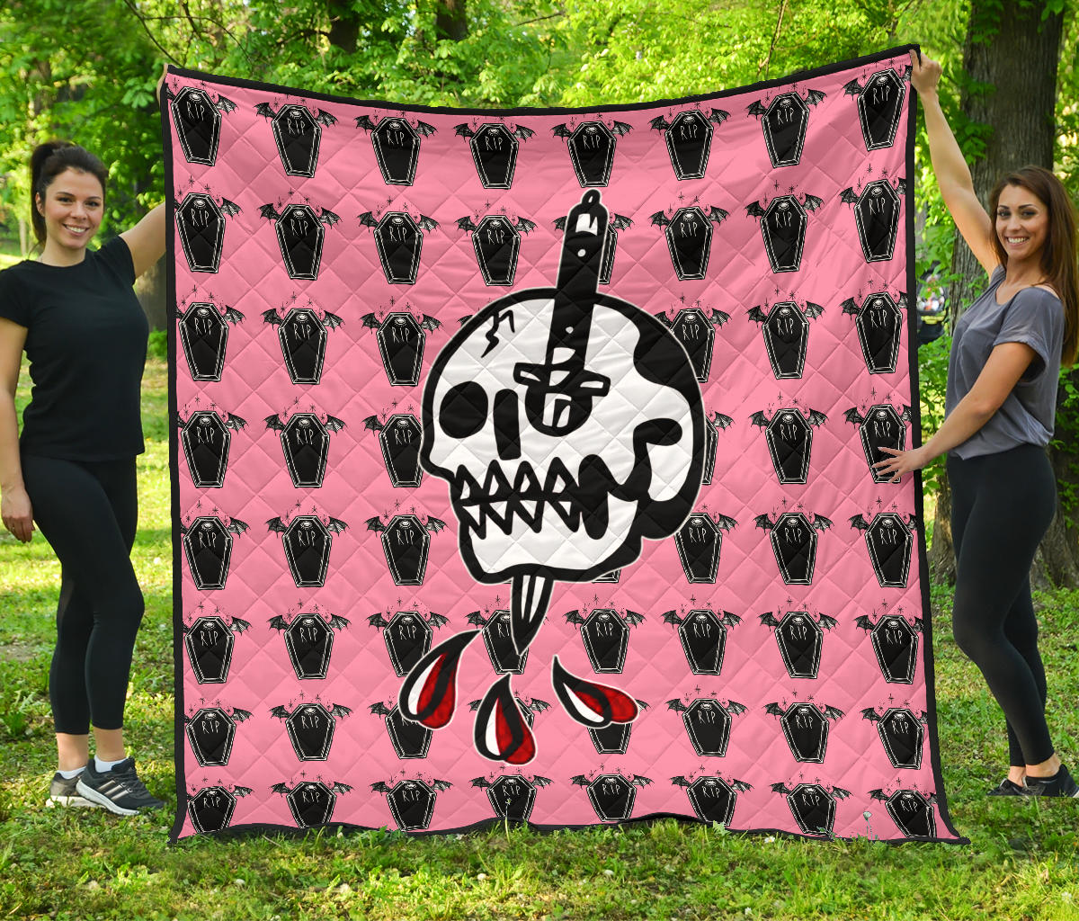 Christmas Premium Quilt | Rip Knife Through Skull Coffin Patterns Quilt Blanket