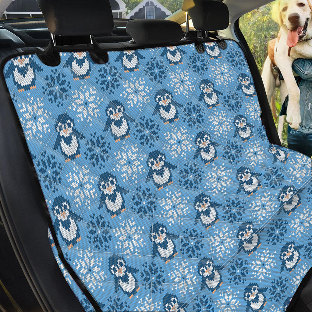 Snowy Penguin Knitted Pattern Print Pet Car Back Seat Cover