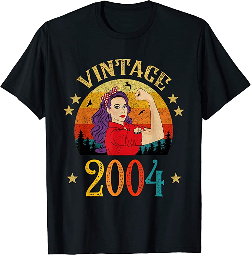 17th Birthday Gift 17 Years Old For Women Retro Vintage 2004 T-Shirt