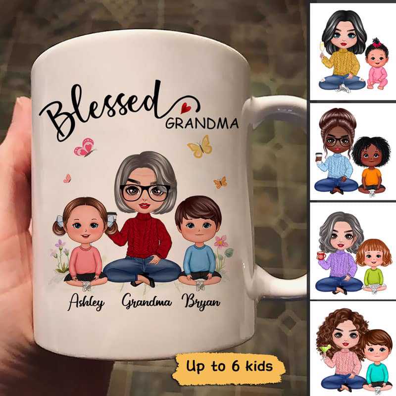 Doll Flower Blessed Grandma Personalized Mug