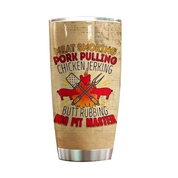 Personalized Meat Smoking Pork Pulling Chicken Jecking Butt Rubbing Stainless Steel Skinny Tumbler Bulk, Double Wall Vacuum Slim Water Tumbler Cup With Lid, Reusable Metal Travel Coffee Mug