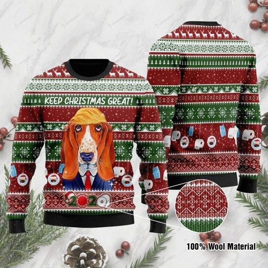 Basset Hound Keep Christmas Great 2020 Christmas Ugly Sweater | Unisex | Full Size | Adult | Colorful | US1132