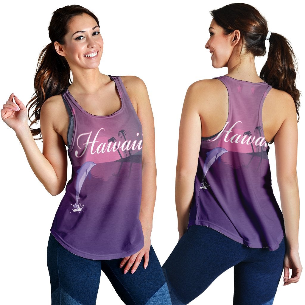 Hawaiian Dolphin Violet Polynesian Racerback Tank