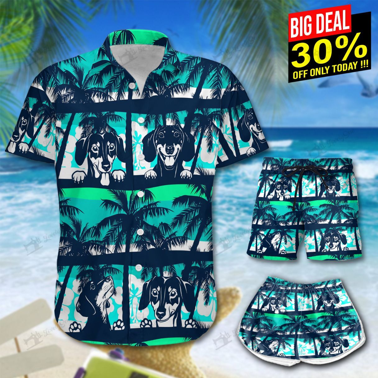 Dachshunds Palm Tree Hawaiian Shirt Shorts Ha79814