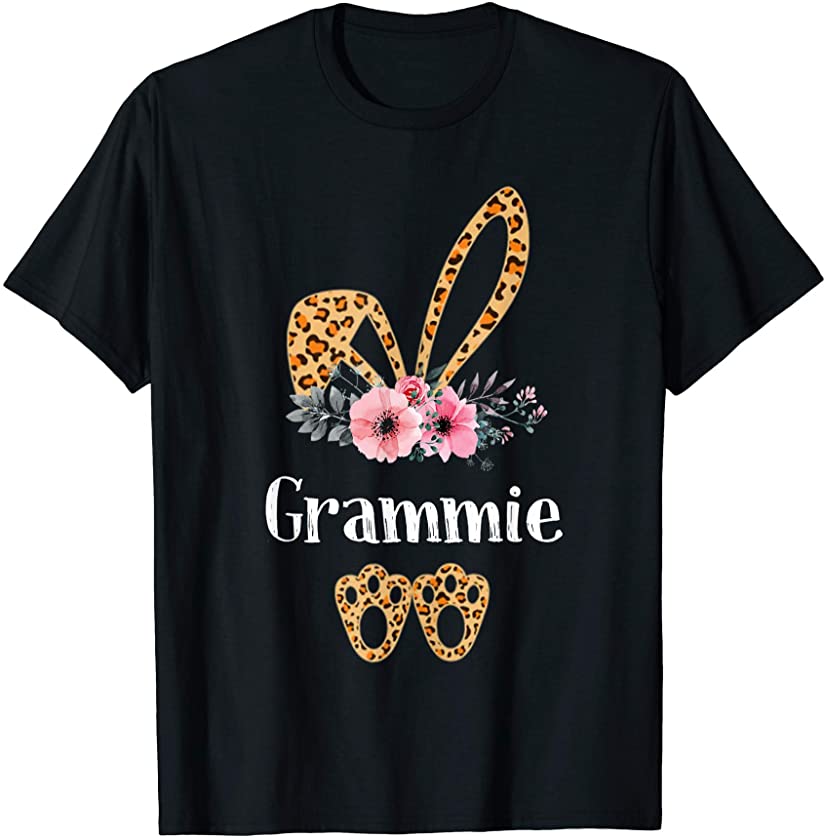 Bunny Happy Easter Floral Leopard Grammie T-Shirt