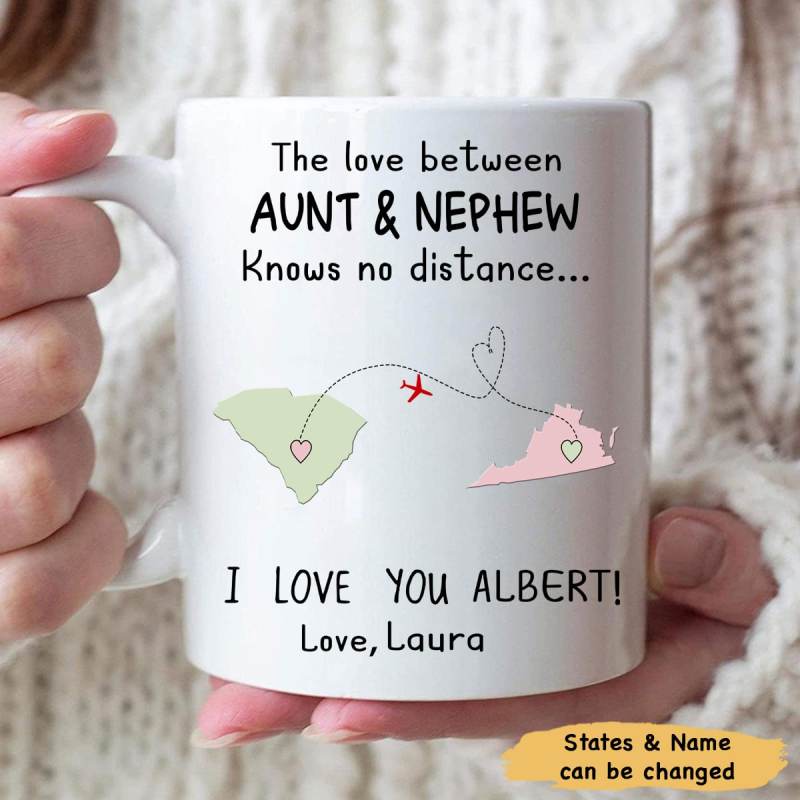 Personalized The Love Between Aunt And Nephew Knows No Distance Coffee Mug