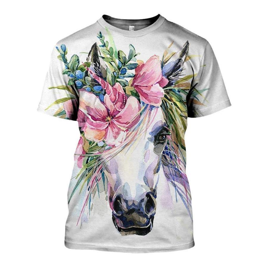 3D All Over Printed Unicorn and Flower Art Shirts and Shorts