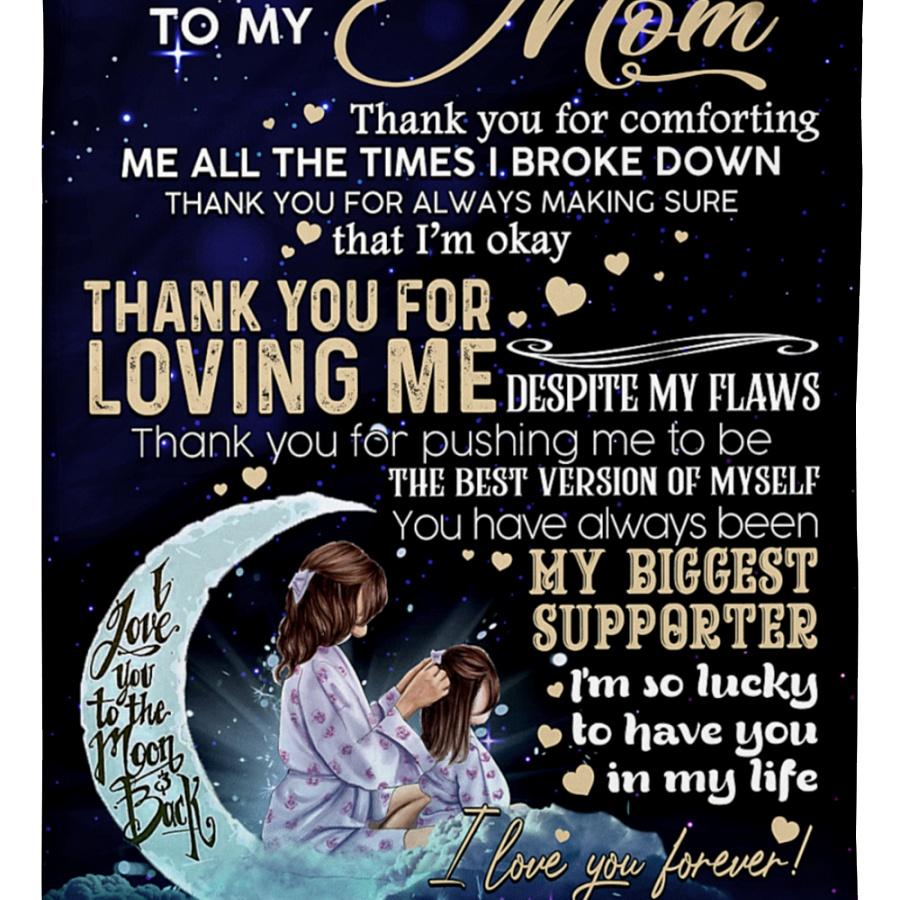 To My Mother Thank You For Loving Me Despite My Flaws Fleece Blanket Gift For Family,Birthday,Parents,Mother,Mom Gift Home Decor Bedding Couch Sofa Soft And Comfy