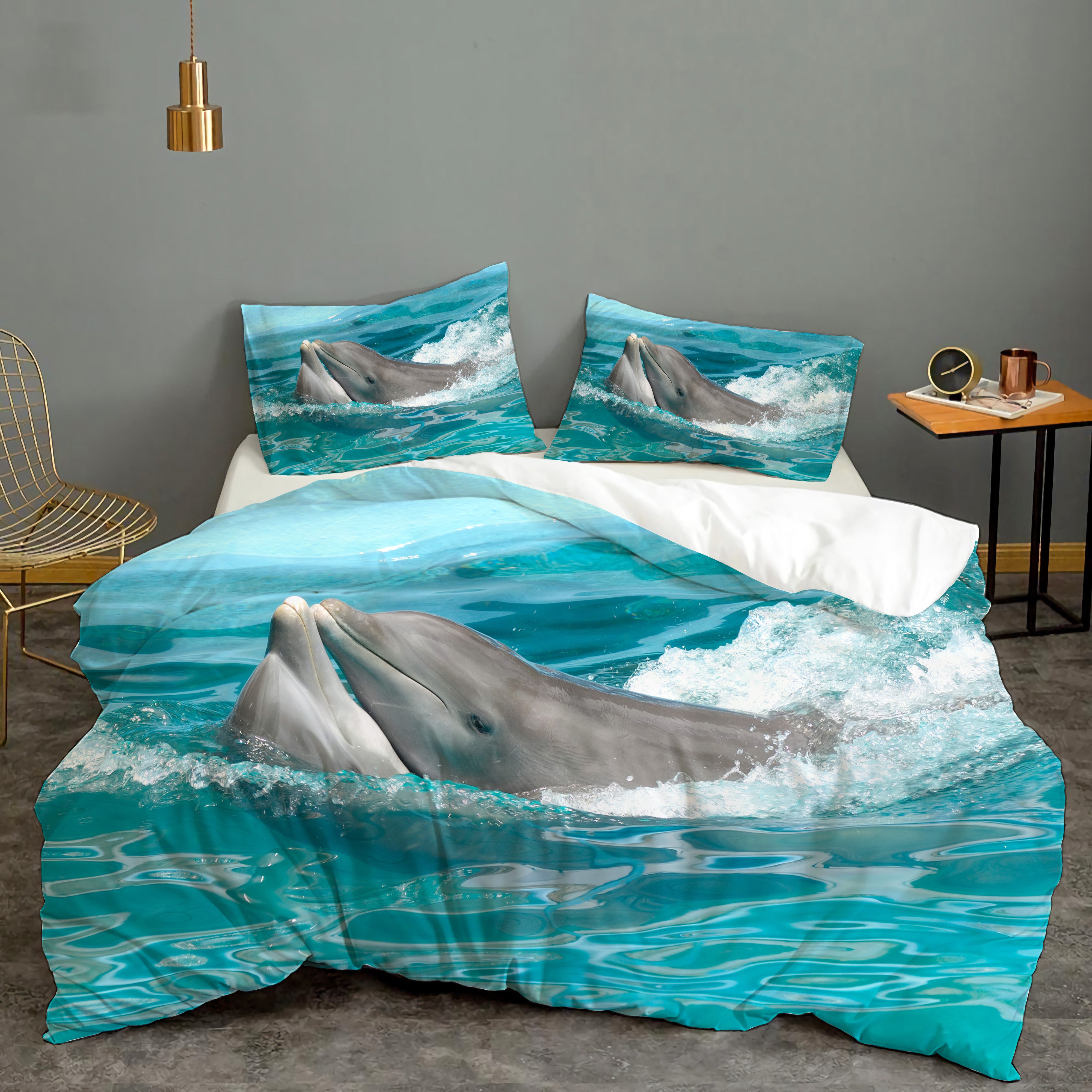 3D Green Sea Animal Dolphin Quilt Cover Set Bedding Set Duvet Cover Pillowcases 32