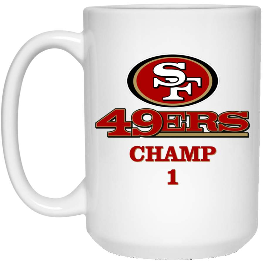 Custom Personalized San Francisco 49ers Logo & Text Champ 1 21504 15 oz. White Mug Santacruzshirt Fashion