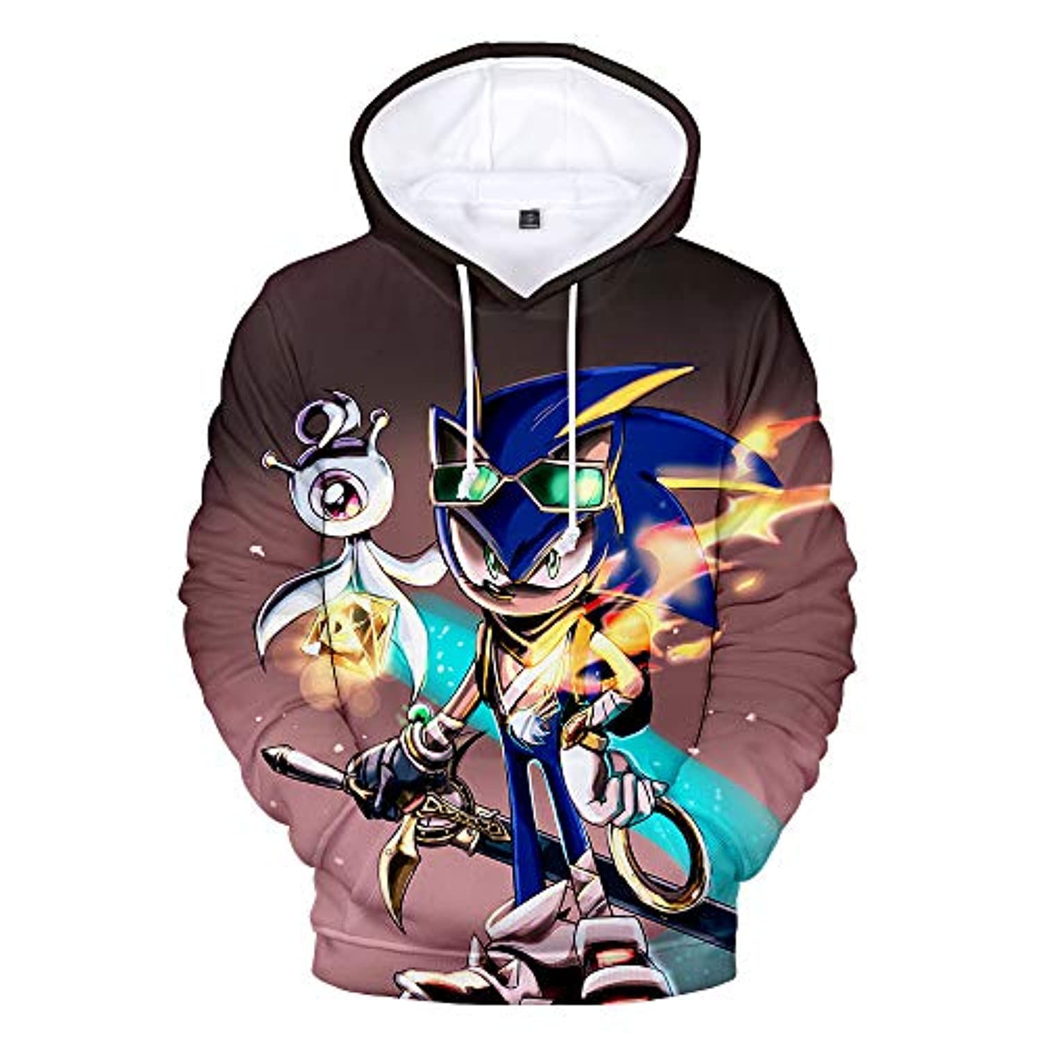 Cartoon Games Sonic Hoodie – Sonic the Hedgehog Beige 3D Print Pullover Hooded Sweatshirt