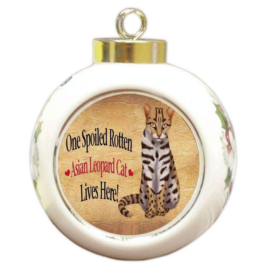 Asian Leopard Spoiled Rotten Cat Round Ball Christmas Ornament