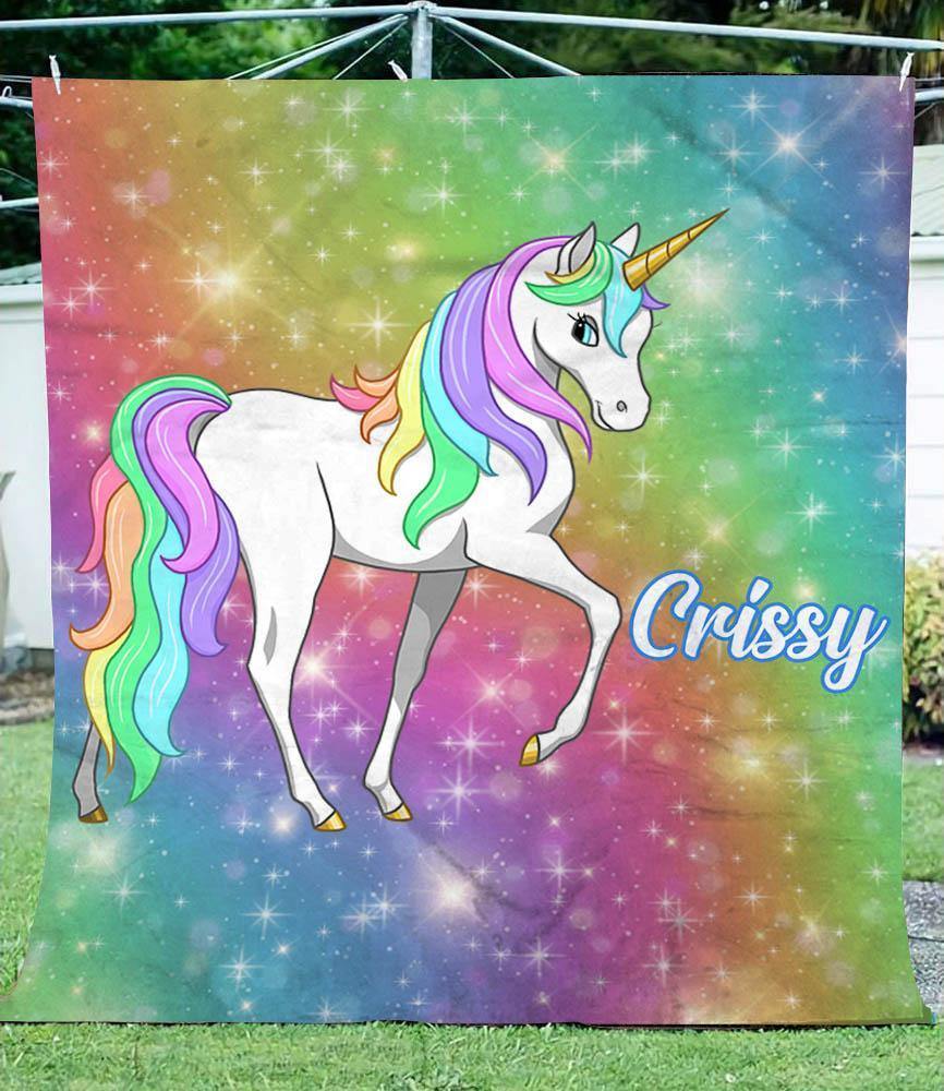 [Personalized Name] Bling Bling Unicorn  – Gift For Kids Unique Gifts Ideas For Home Decor Gifts For Family – Fleece Blanket Sherpa Blanket