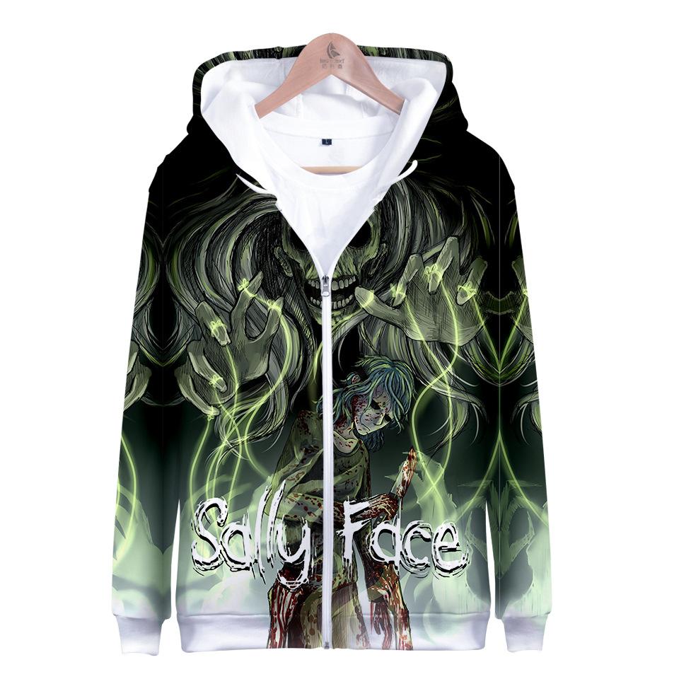 3D Digital Zip Sally Face Hoodies Sweatshirts