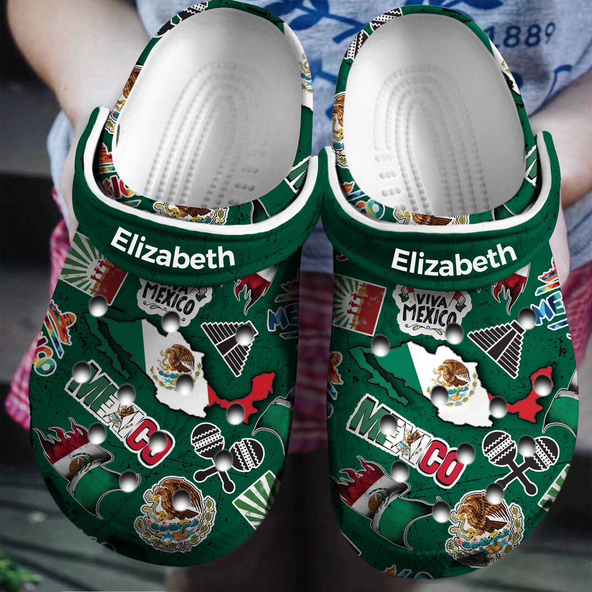 Vintage Mexico Mexican Flag Pride Personalized Clogs Shoes