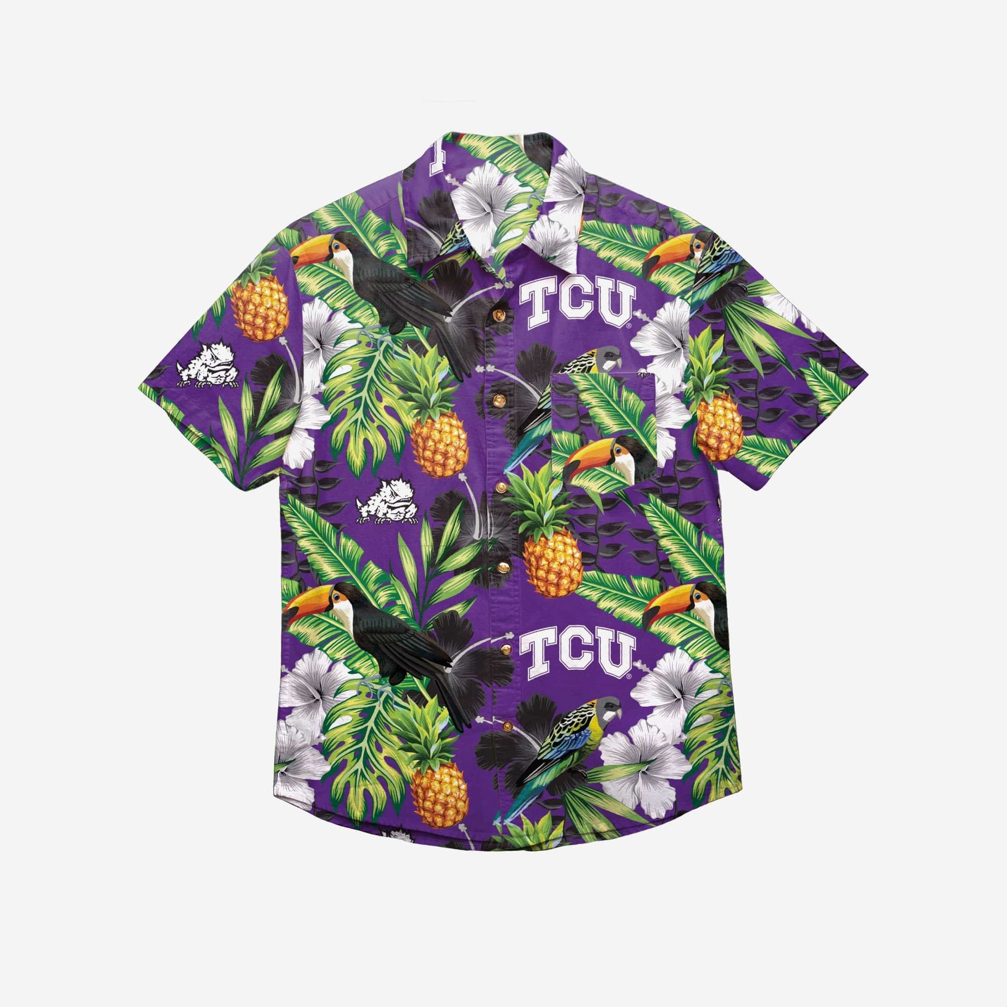 Tcu Horned Frogs Floral Button Up Hawaii Shirt Ha70616