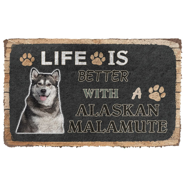 Waybackapparel Life Is Better With A Alaskan Malamute Custom  3D Doormat