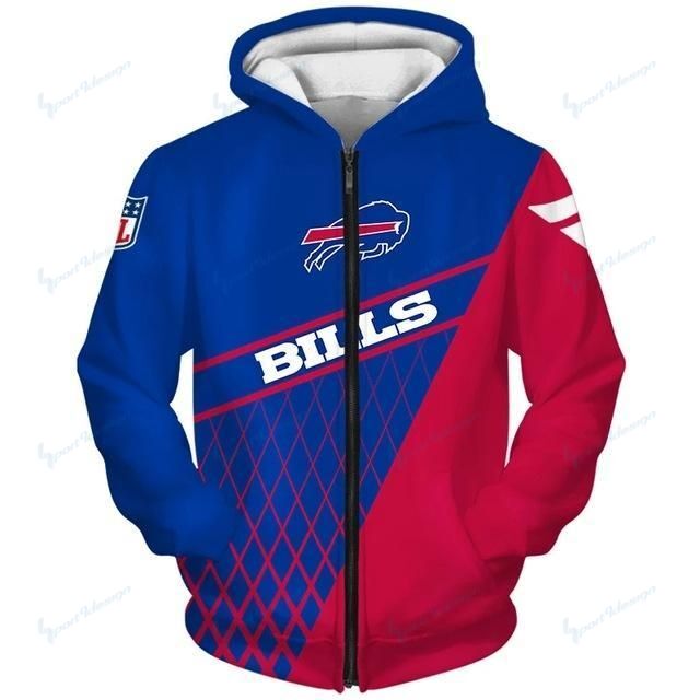 Buffalo Bills Limited Edition  Over Print Full 3D Zip  Hoodie S – 5XL