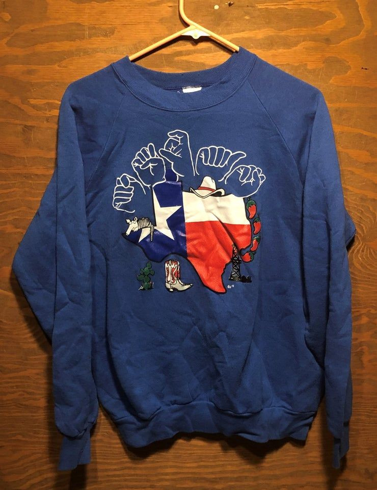 Vintage Texas Tat Voyage Tourisme Touristique Des Ann Es 1980 Bleu Crewneck Vintage Texas Longhorns Grand Shirt