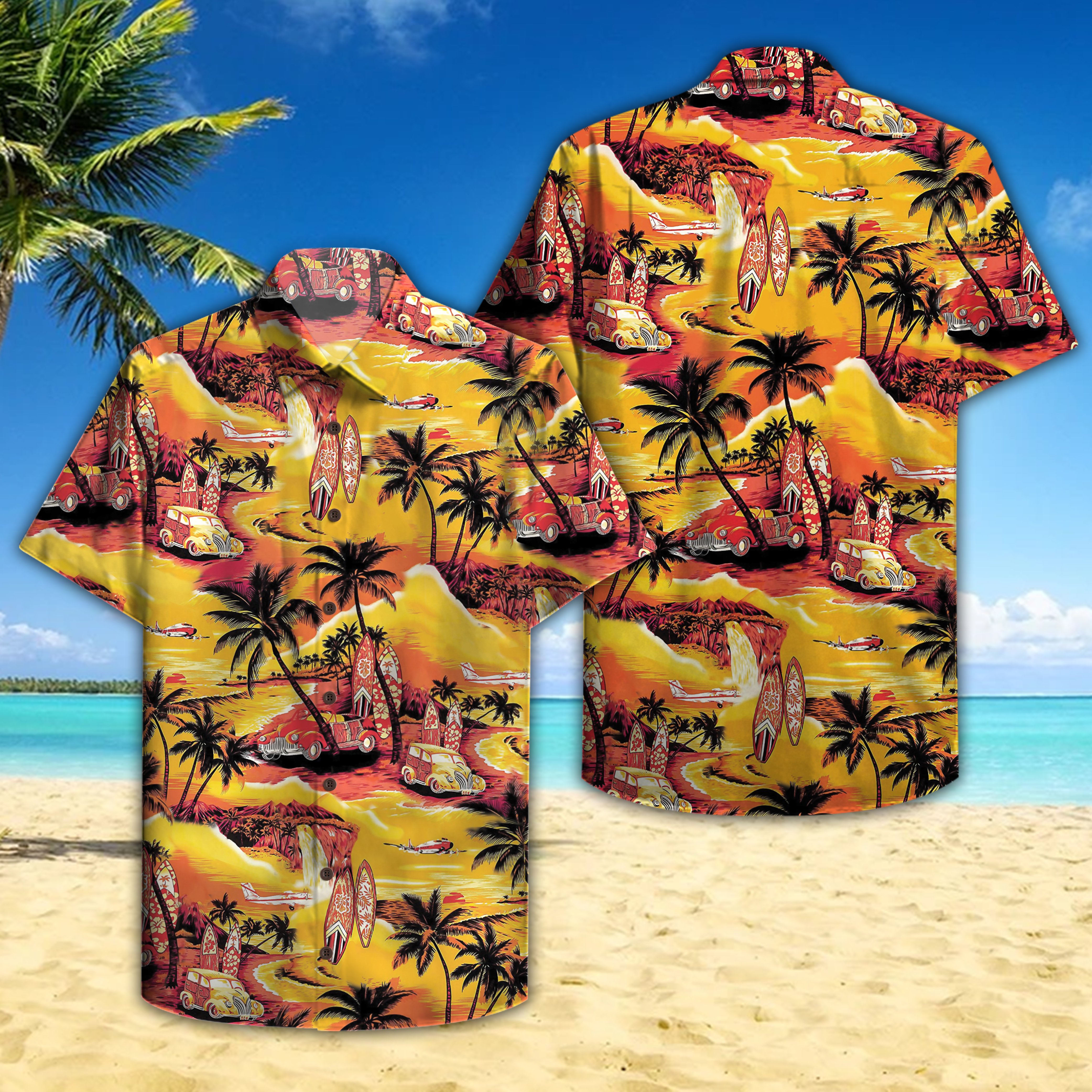 90’S Orange And Yellow Hawaiian Sunset Hawaiian Shirt | For Men & Women | Adult | Hw2792