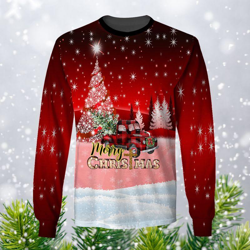 Red Shirt Decorated Merry Christmas Pattern 3D Sweatshirt