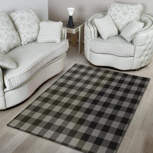 Grey Plaid Area Rug