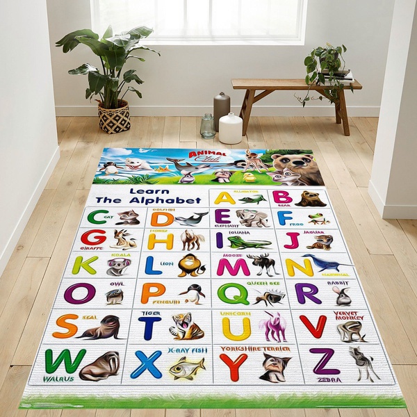 Animal Club Letters Abc Area Rug For Gift Bedroom Rug Home Decor Floor Decor