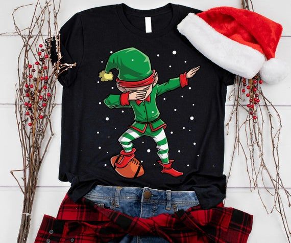 Dabbing Elf Football Christmas Shirt Xmas Gifts Merry Christmas Happy Holidays Holiday Elves Family Matching Tank Top Hoodie - July Fashion