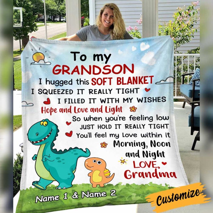 Mom Grandma Granddaughter Grandson Dinosaur Personalized Blanket