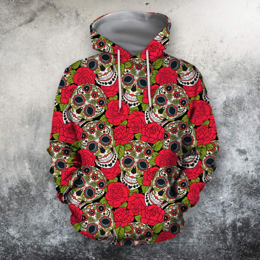 3D All Over Print Roses And Skulls Shirts