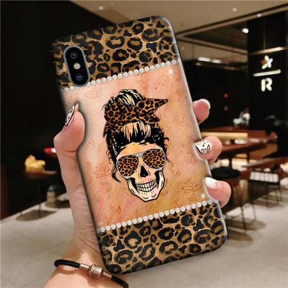 Skull Girl Leopard Pattern Phone Case Hg