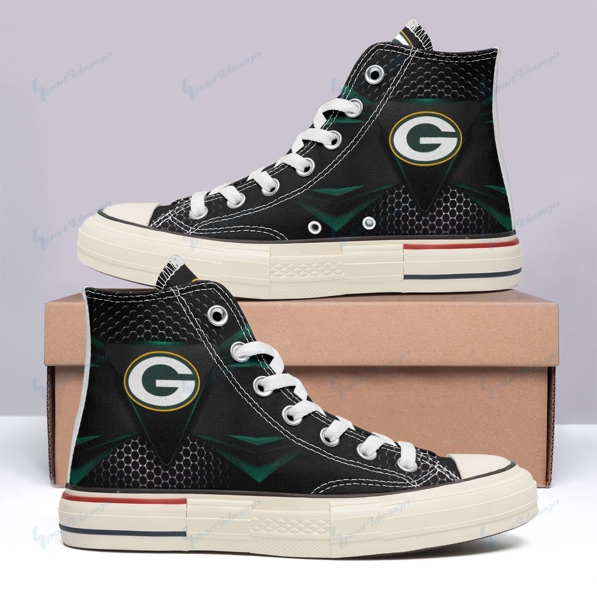 Green Bay Packers New High Top Canvas Shoes 70