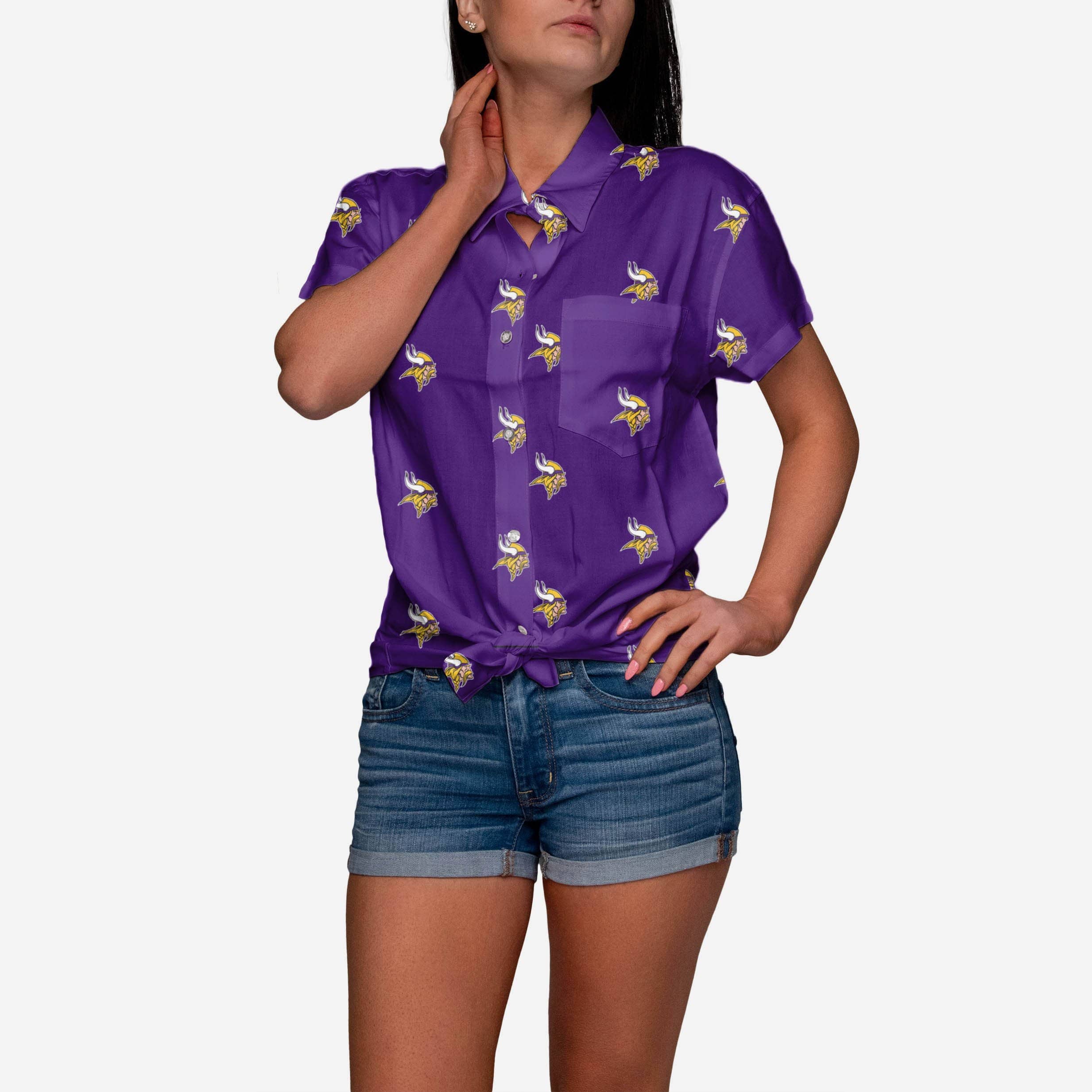 Minnesota Vikings Logo Blast Womens Button Up Shirt