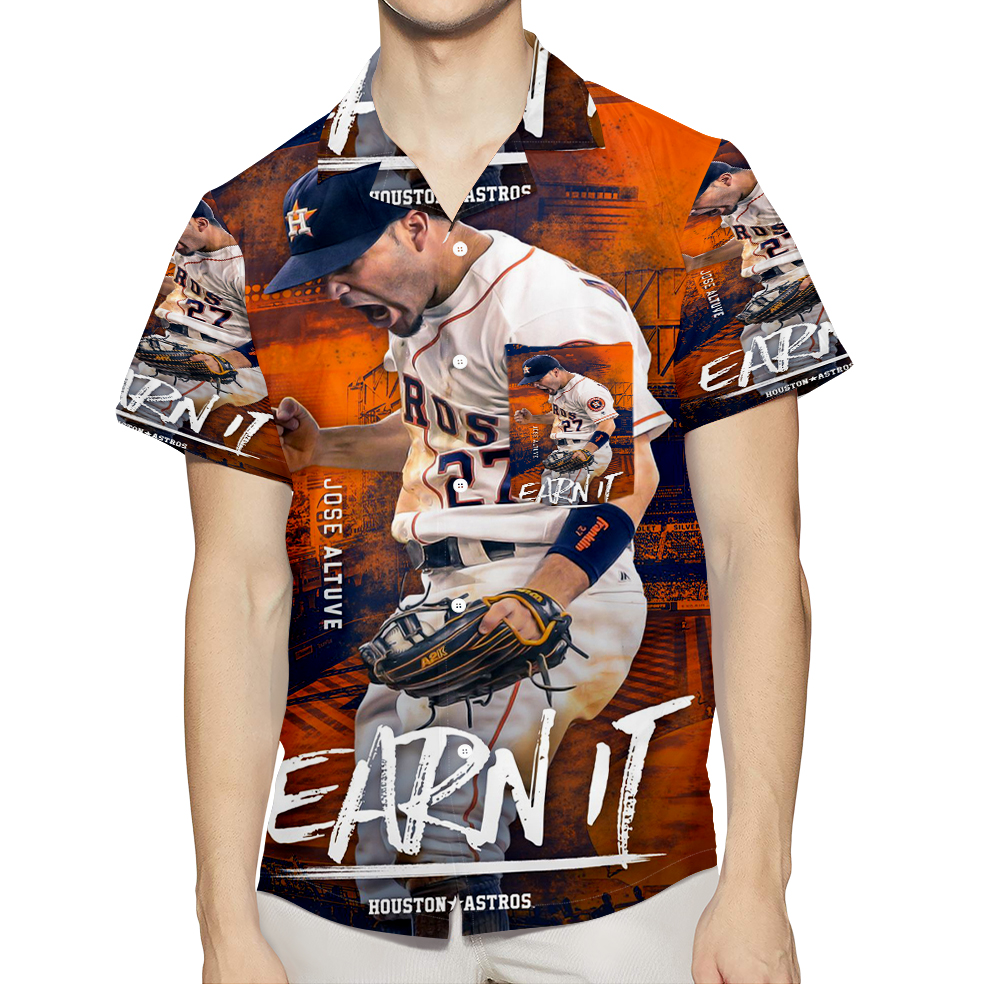 Houston Astros Jose Altuve 27 3D All Over Print Summer Beach Hawaiian Shirt With Pocket