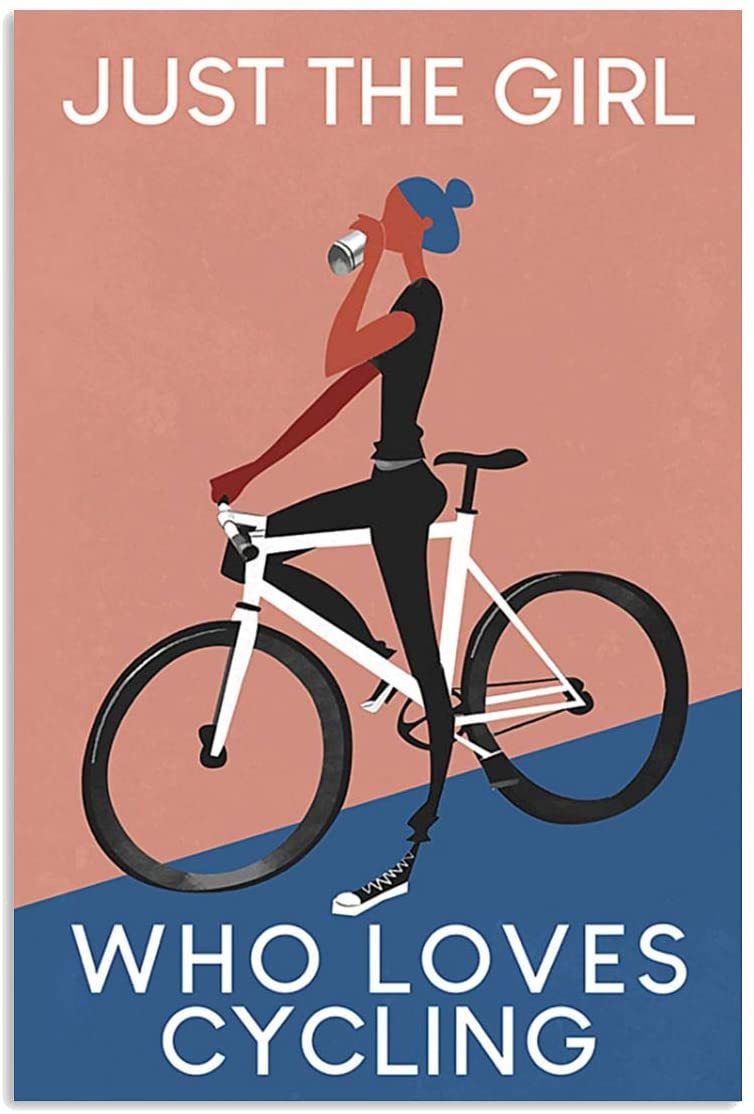 Vintage Girl Loves Cycling Poster Art Print      Home Decor Gift For Men Women Family Friend On Birthday Xmas