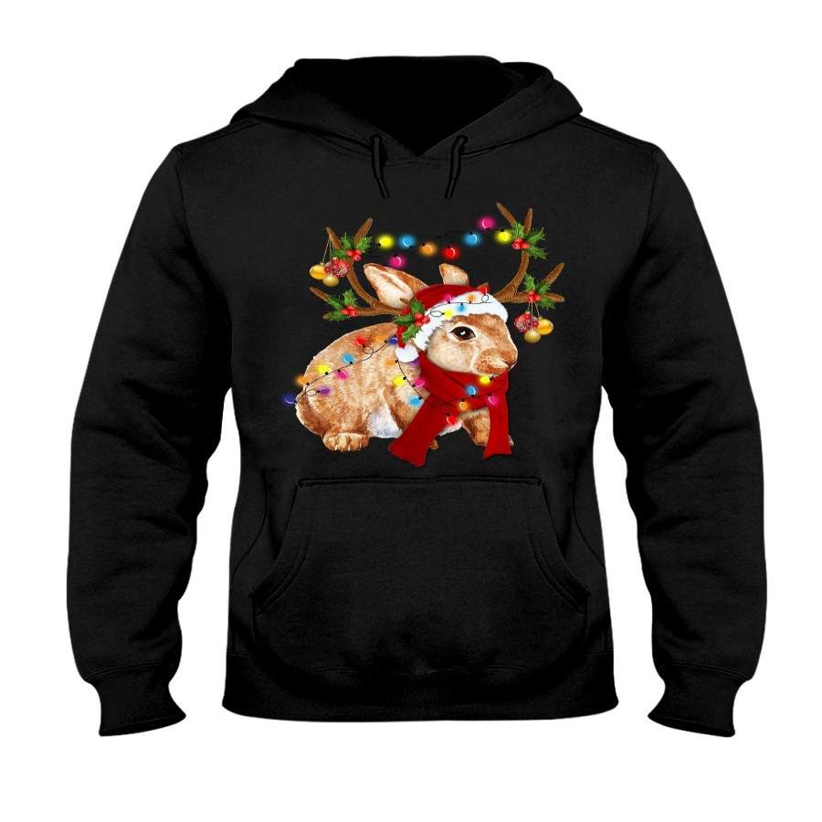 Rabbit Gorgeous Reindeer  Unisex Pullover Hoodie Sweatshirt Black Xl