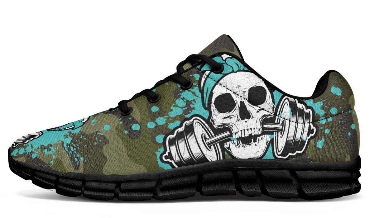 Camoturquoise Splat Skull Breathable Sneakers Custom Shoes V82