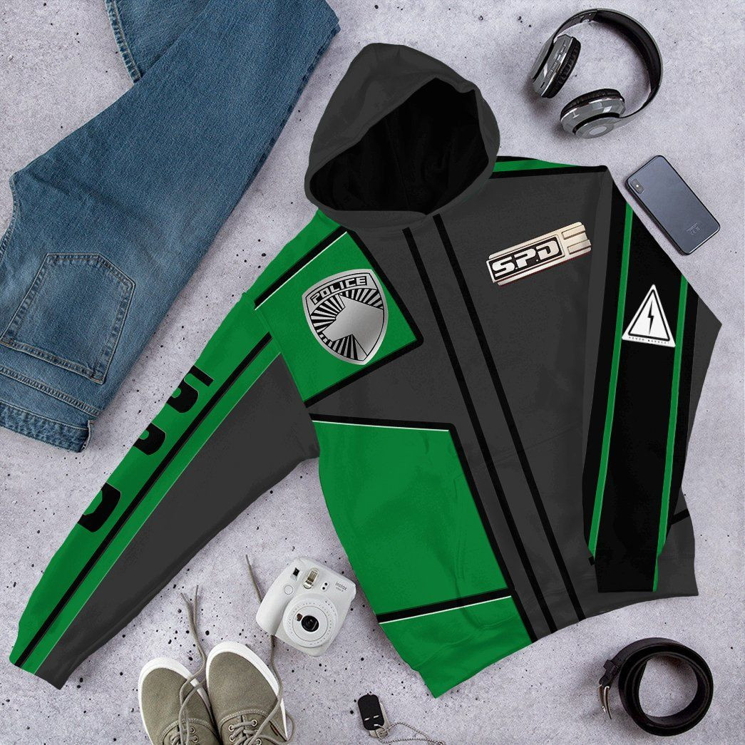 3D Power Rangers S.P.D Green Uniform Tshirt Hoodie Apparel
