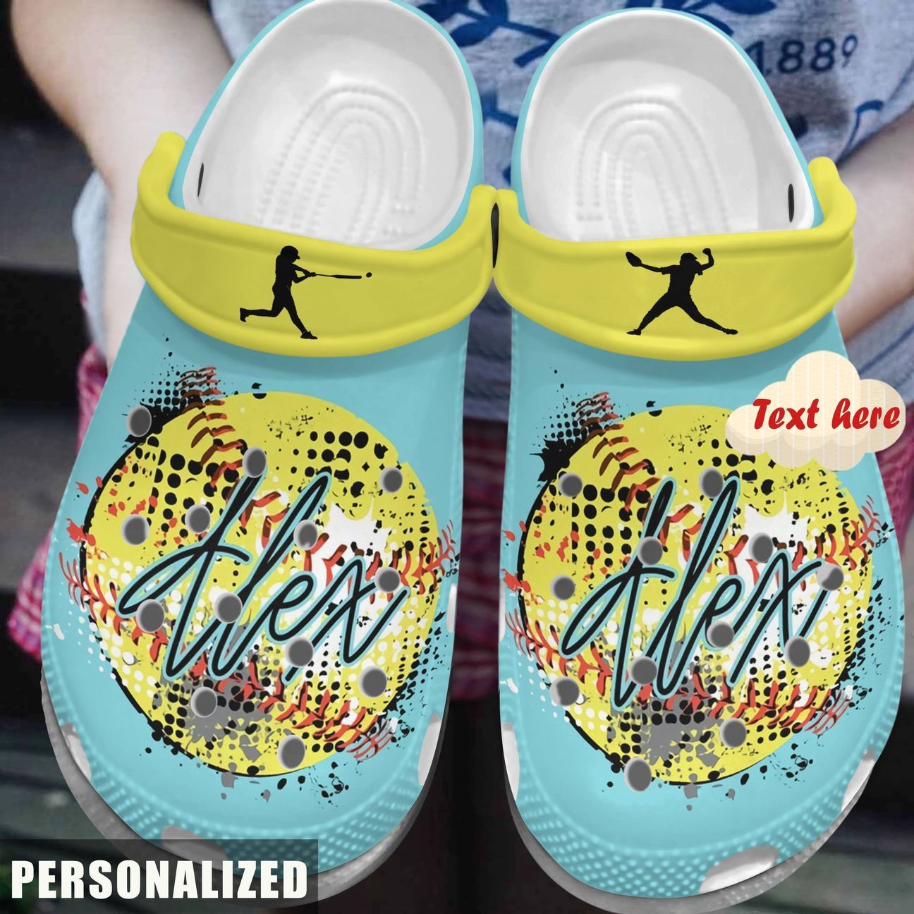 Softball Personalized Clog, Custom Name, Text, Color, Number Fashion Style For Women, Men, Kid, Print 3D Magic Softball