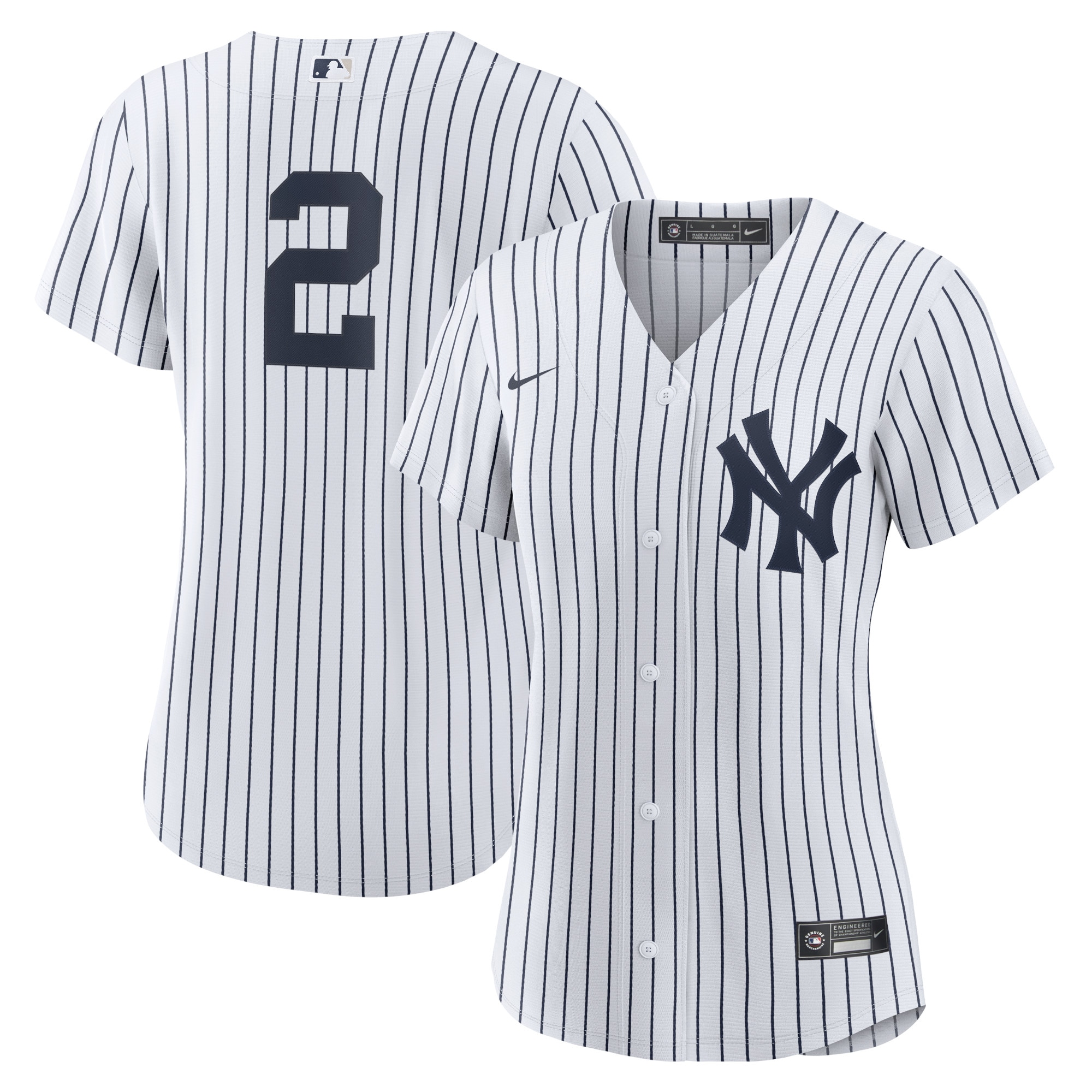 Derek Jeter New York Yankees Women's Home Replica Player Jersey – White/Navy