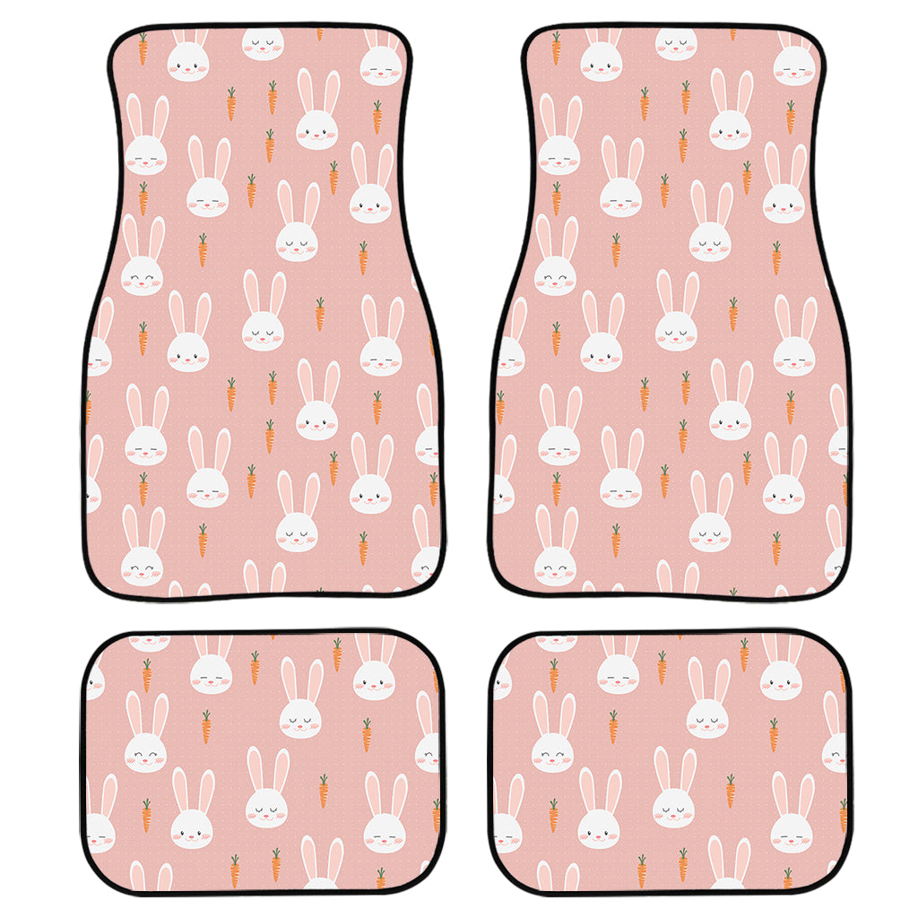 Rabbit And Carrot Pattern Print Front And Back Car Floor Mats